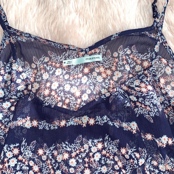 Maurices sheer flowy tiered floral tank top - Picture 3 of 7